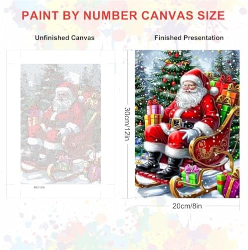 SENQAO Christmas Paint by Numbers for Adults Framed, Santa Claus Adults' Paint-by-Number Kits, Adult Paint by Number Kits on Canvas, Acrylic Number Painting for Home Decor, 8x12inch