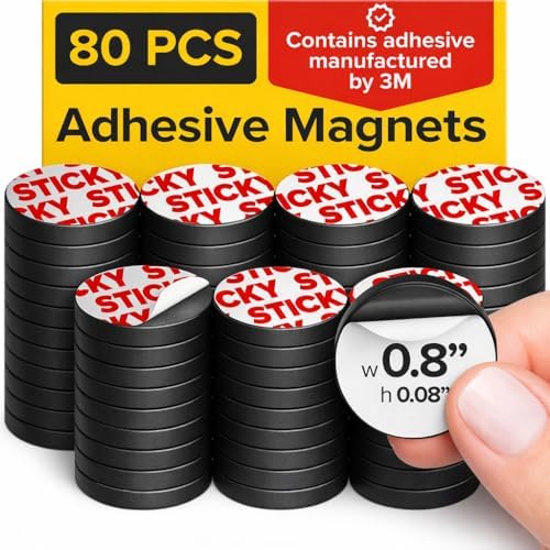 Sticky Flexible Adhesive Magnets for Crafts, 0.8"x0.08" (20x2mm), 80 pcs