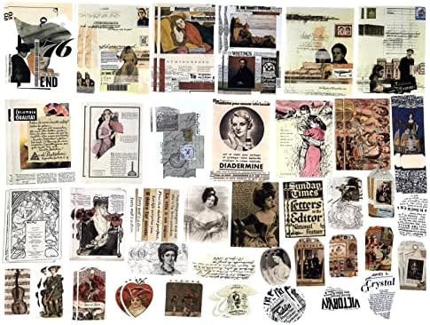 Esweny 200 Pieces Vintage Ephemera Scrapbooking Supplies Pack for Decoupage, Collage Craft, Notebooks, Album, Planners, Paper Scrapbook Stickers Kit (Retro)