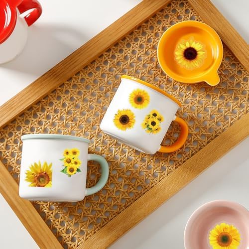 50pcs Sunflower Stickers for Laptop Water Bottles, Transparent PET Waterproof Aesthetic Sticker for Kids Birthday Party Scrapbook Phone (Yellow)