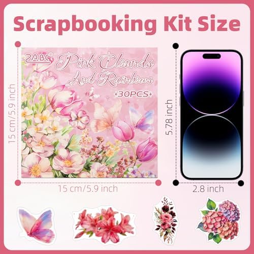 Rose Garden Series Sticker Scrapbooking Supplies for Junk Journal, 30 Sheets PET Stickers - Vintage Journaling Stickers, Ephemera Sticker Book Pre Cut(TZ-005-001)