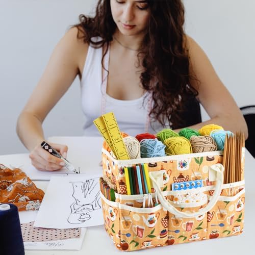 Craft Organizer Tote Bag with Multiple Pockets,Scrapbooking Art Storage