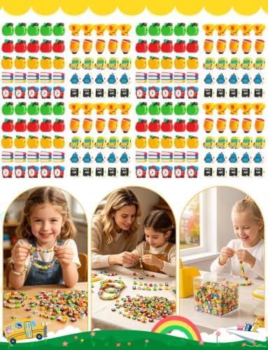 200 Pcs Back to School Polymer Clay Beads, Jewelry Making Teacher Beads