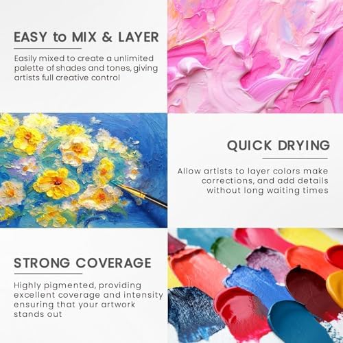 34 Pcs Acrylic Paint Set, 18 Colors 2oz/60ml Rich Pigments (Classic)