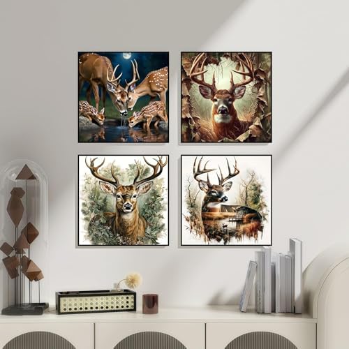 Xylogist 4 Packs Deer Diamond Art Kits for Adults 12x12 Inch