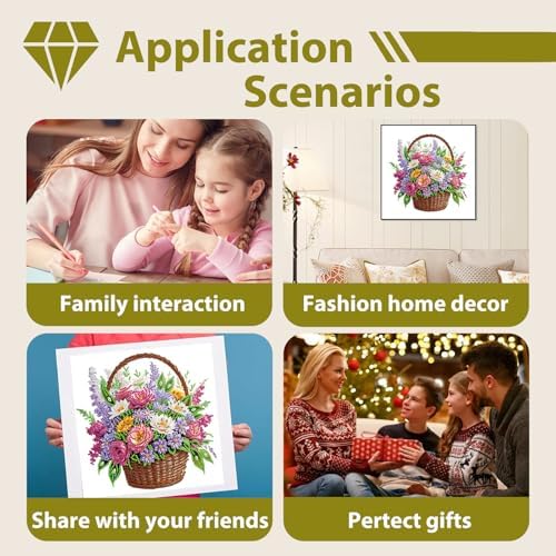 Flowers Diamond Art Kits for Adults Special Shape Diamond Painting