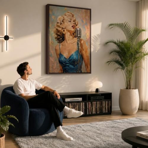 Canvas Floater Frame for 1”–1.25”Deep Gallery Wrapped Canvas, Wood-Look Floating Frame Wall Artwork for Oil Paintings, Gallery Bedroom, Living Room, Studio, Made in USA (Dark Walnut,28x32)