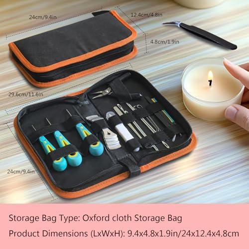 Candle Making Kit for Adults Beginners with Storage Bag, Candle Making Supplies Used for Punching and Inserting Candle Mold Wicks, Candle Making Tools Including Punching Needle with Hook and Large Eye