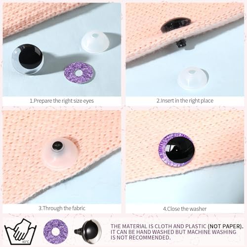 MUCUNNIA 160pcs 12-35mm 3D Moon Glitter Safety Eyes and Noses with Washers