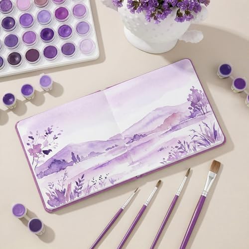 5.5in Watercolor Sketchbook Journal Square Watercolor Notebook Purple