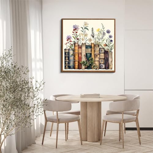 EIBEILI Adult Square Diamond Art Kit, Book Flower Diamond Painting Kit Suitable for Beginners DIY 5D Full Diamond Dot Craft Home Wall Decoration Gift 12x16 inch