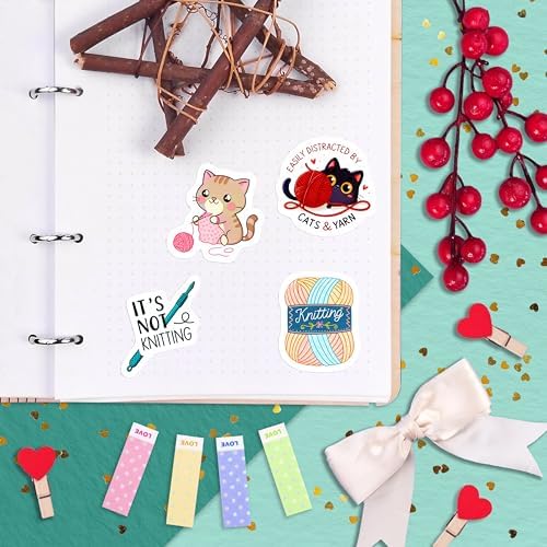 100Pcs Crochet Stickers for Water Bottle, Laptop - Knitting Stickers Vinyl Waterproof - Crochet Gifts for Crocheters - Gift for Women & Men