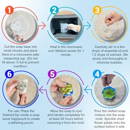 Dewiitine DIY Soap Making Kit, Soap Kit with Soap Mold Melt and Pour Soap Base Fragrances Dried Flowers Glitter Soap Colorant DIY Craft Kit for Adults Beginners