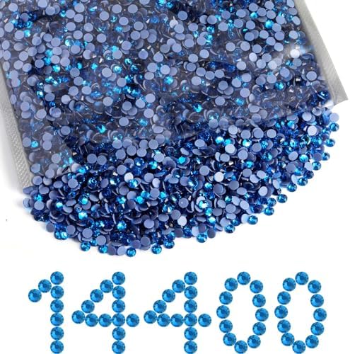 Beadsland Hotfix Rhinestones Bulk, Capri Blue, SS10, 14400pcs