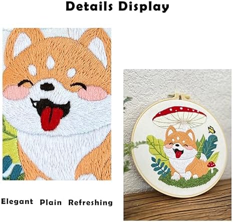 Dog & Mushroom Embroidery Kit for Beginners Handmade Gift