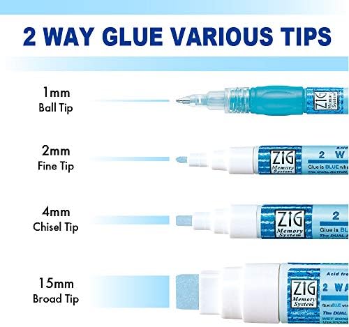 Kuretake Zig 2 Way Glue Pen 3 Variety Set, Adhesive for Professional,Artists, Crafting, Scrapbooking, Gift Card, Made in Japan