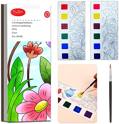 JUNQIU Watercolor Coloring Books for Kids Ages 4-8, Pocket Watercolor Painting Book for Toddlers, Easter Basket Stuffers For Girls Boys, Stocking Stuffers For Kids