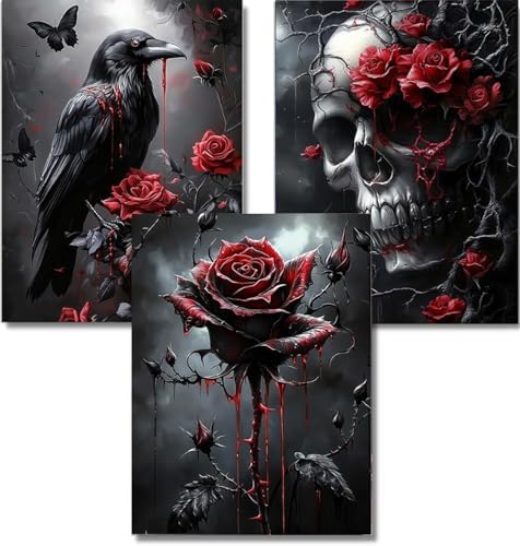 3-Pack Halloween Diamond Art Kits for Adults, Diamond Painting 12x16 Inch