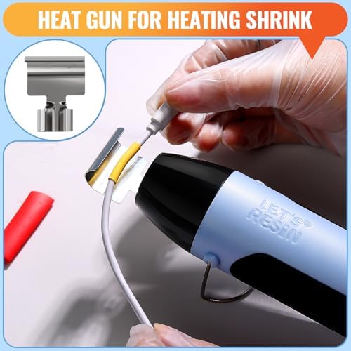 LET’S Resin Heat Gun for Resin, 350W Fast Heat Dual Temp with 4.9Ft Cable | Heat Gun for Crafting, (482°F~752°F) Hot Air Gun, Multiple Nozzles, Washable Silicone Covers, for Shrink Tubing, Vinyl Wrap