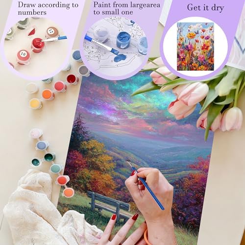 Landscape Paint by Numbers Kit for Adults,Paint by Numbers Adult16x20in | Moon Paint by Number Adult for Home Decor Gifts Includes all supplies