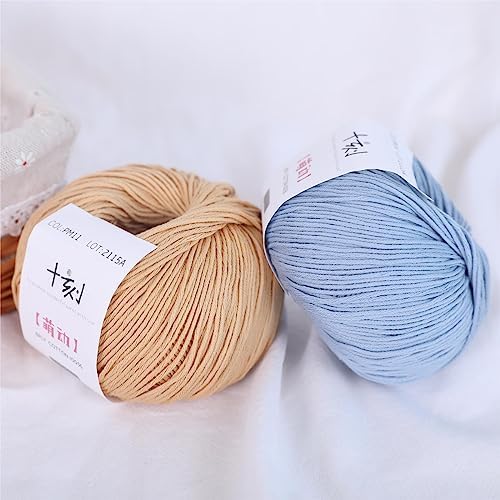 Fine Weight Knitted and Crocheted Cotton Yarn, 100% Long Staple Cotton Yarn, Baby Sports, 2 Packages of 100g/3.52oz (Per Skein 50g/162yards)-Ginger Yellow