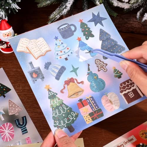 750 Pcs Stickers for Scrapbooking,Christmas Self-Adhesive Scrapbook Sticker