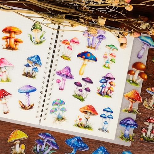 50Pcs Watercolor Mushroom Vinyl Stickers