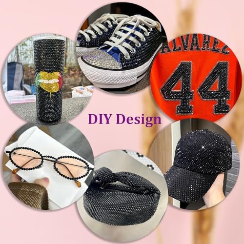 30000Pcs Black Rhinestones for Bedazzling with B7000 Jewelry Glue, Bedazzler Kit Bulk Flatback Gems, Resin Rhinestones for Crafting Crafts Clothing Shoes Fabric Nail Art Assorted Size 2/3/4/5/6mm