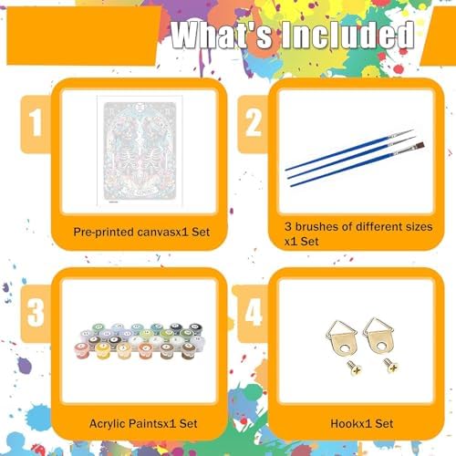 GOUOYANA Paint By Numbers Kit for Adults-Skull THE Gemini Funny Canvas | Adult Paint by Number Kits on Canvas for Painting DIY Skull THE GEMINI Painting Art by Numbers for Home Wall Art Gift12X16in