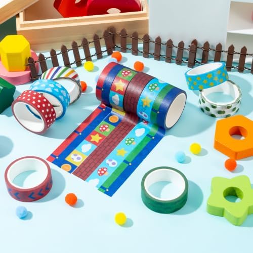 Video Game Washi Tape - 12 Rolls Cartoon Pixel Decorative Tape Set