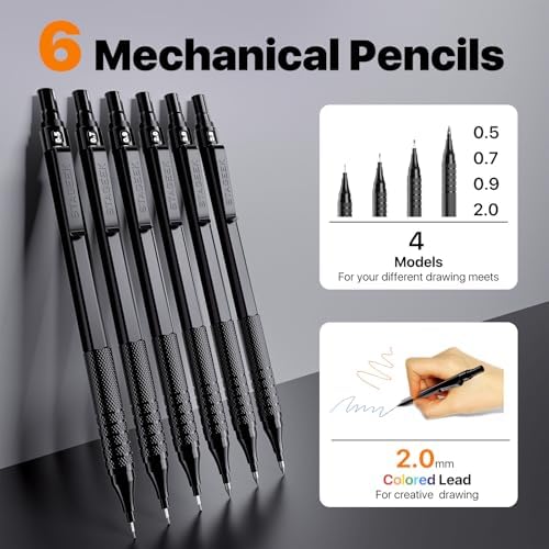 STAGEEK 35PCS Mechanical Pencil Set, 0.5 0.7 0.9 2.0mm Drawing Pencils