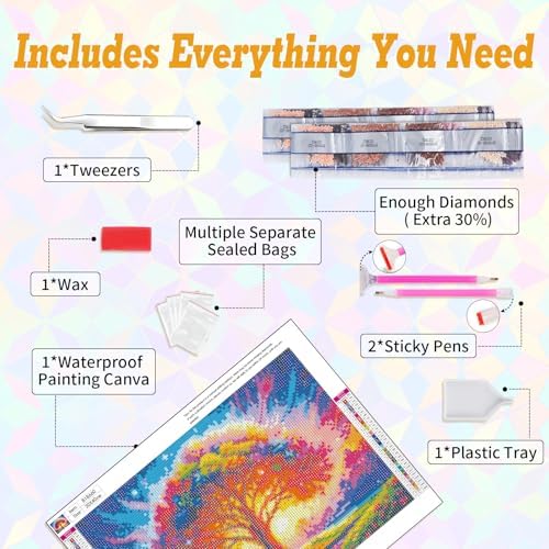 Tree of Life Diamond Art Kits for Adults Beginners 12x16 in, DIY Craft Gift