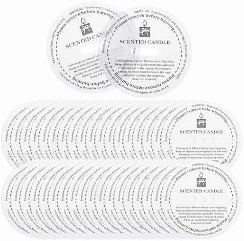 MECCANIXITY 30 Pcs Candle Dust Covers, 5.5cm/2.2" Round Printed Translucent Candles Drip Protectors Lid Accessories Candle Pattern for Craft Fragrance Making Jars Boxes Packaging
