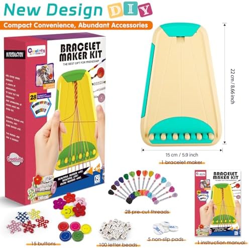 Maynacs Friendship Bracelet Making Kit for Girls 8-12, 28 Pre-Cut Threads