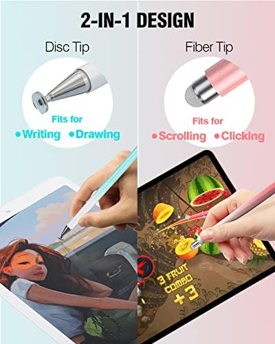 Stylus Pens for Touch Screens, 2 in 1 High Precision Universal Stylus Pen for iPad Compatible with Apple, iPhone, iPad, Android, Samsung Tablets, Phones, 3 Pack-Black,Gold,White