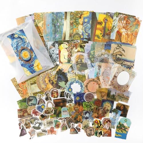 200PCS Vintage Scrapbook Paper Journaling Scrapbooking Supplies Kit Retro Decorative Craft Paper Assorted for Bullet Junk Journals Card Making Craft DIY, Art Exhibition