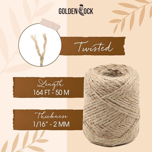 2mm - 164FT, 600FT, 1200FT, 1800FT Natural Jute Twine Rope String