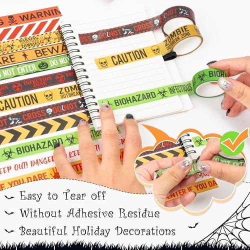 12 Rolls Halloween Horror Decorative Tapes for Scrapbooks