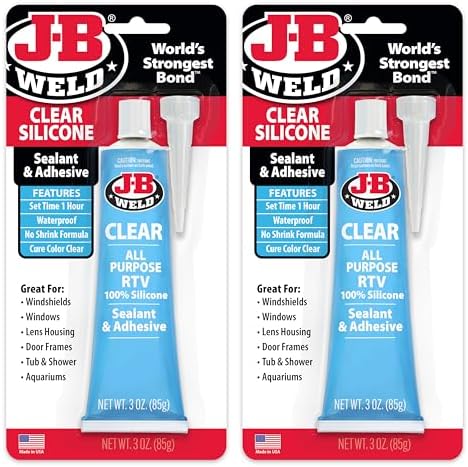 J-B Weld 31310 Clear All-Purpose RTV Silicone Sealant and Adhesive - 3 oz. - 2-Pack