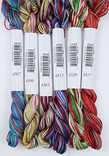 KCS Big skeins of 25 Meters Size 25 Color Variegated Cross Stitch Stranded Threads,6 skeins,06