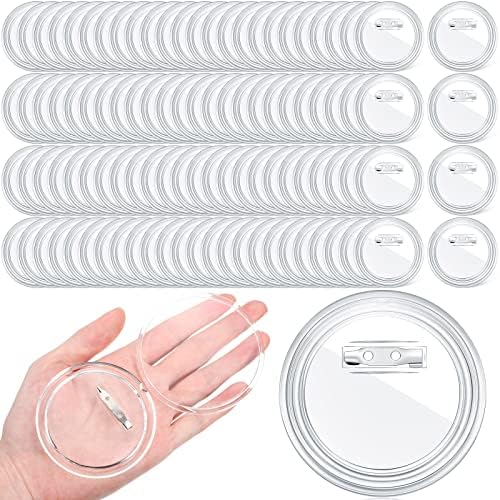 Yilloog 200 Pcs Clear Button Pins for Craft DIY Photo Acrylic Blank Pins 3"