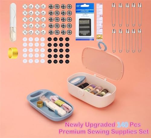 FKOG Sewing Project Kit, 135 Pcs Family Sewing Supplies Repair Kit Traveler Sewing Kit Sewing Thread Accessories DIY Sewing Supplies Organizer (Green) (Cyan Green Sewing kit)