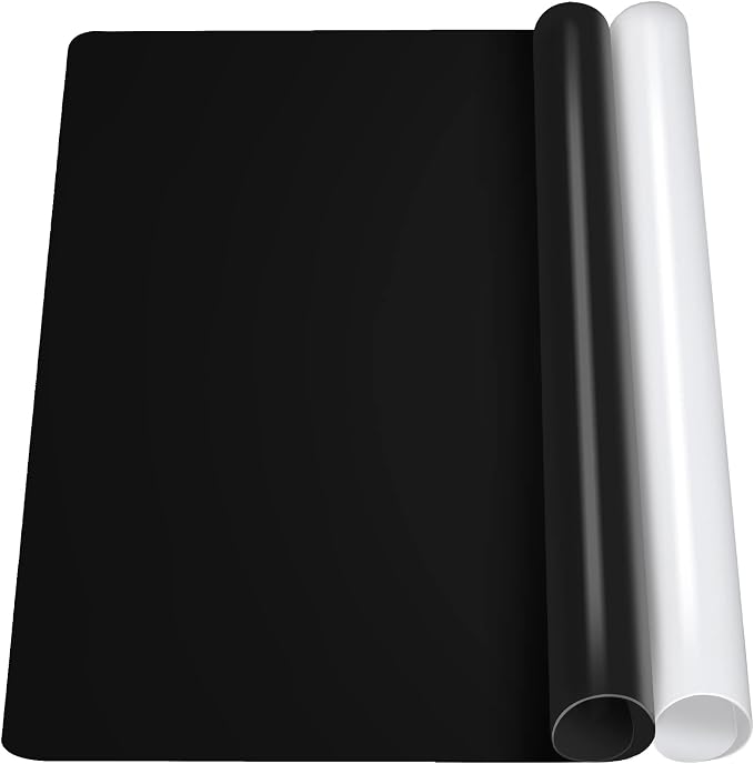 LEOBRO Silicone Mat for Resin Molds, 2 PCS 15.7" x 11.7" Play Dough Mat, Silicone Mats for Crafts, Jewelry Molds Mats, for Resin, Clay, Paint, Black & White