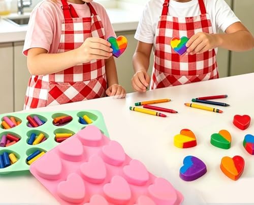 24-Cavities Heart Soap Molds for Soap Making, 2 Inches Heart Shaped Silicone Mold for Chocolate, Crayon, Cake, Brownie, Ice Cubes, Non-Stick for Baking