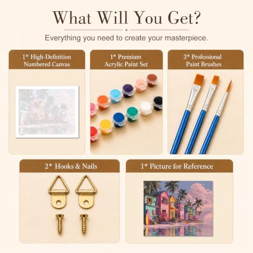 TELMOXA Beach Paint by Numbers Kit for Adults, 16x20 in