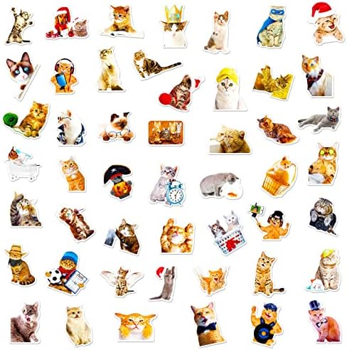 Cat Stickers for Kids Teens Girls Adults, 100 Pcs Cute Cat Stickers, Vinyl Waterproof Animal Sticker for Water Bottle, Laptop, Luggage, Phone, Skateboard