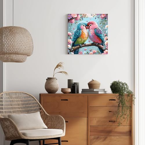 Bird Paint by Numbers with Frame, Bird Paint by Numbers for Adults 10x10 in | Framed Paint by Numbers with Easel, Acrylic Painting by Numbers, DIY Arts and Crafts for Gifts or Home Decor