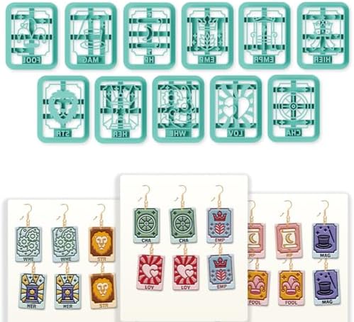 11Pcs Tarot Card Polymer Clay Cutters Divination Clay Earrings Cutters Polymer Jewelry Cutter for Earrings Making Birthday Party DIY Supplies