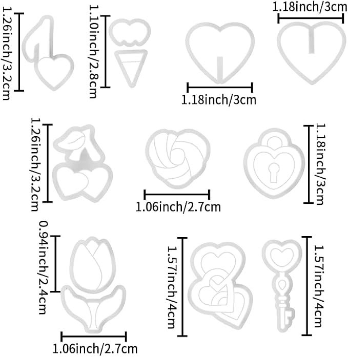 Heart Theme Polymer Clay Cutters – Molds, Clay Cutters for Polymer Clay, Clay Earring Tools Set