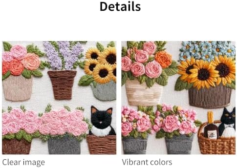 Embroidery Kit for Beginners & Adults with Cat and Flower Pattern